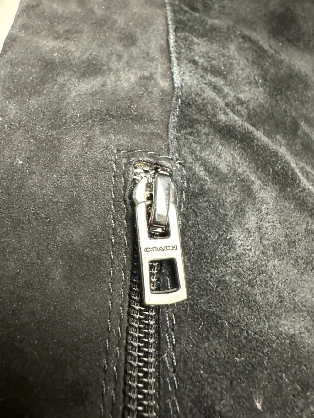 Coach Suede Ryder Tall Boots Logo Block Heel Black 6.5 B